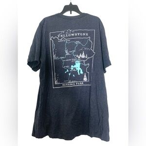 Vintage Yellowstone National Park Bear Map Forest Tee Top T-shirt Grey XL